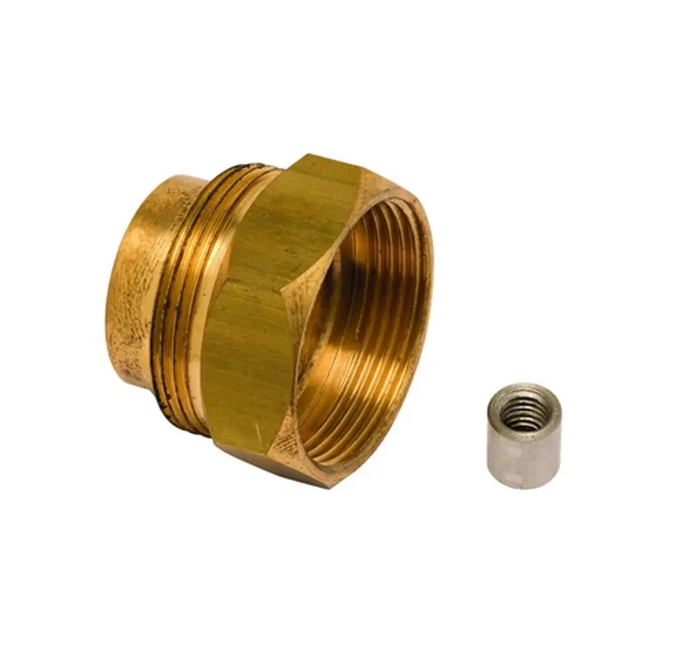Brauner Messingadapter mit Innengewinde und separatem Metallstück, hergestellt von IMI Hydronic Engineering, zur Verbindung von Ventilen.
